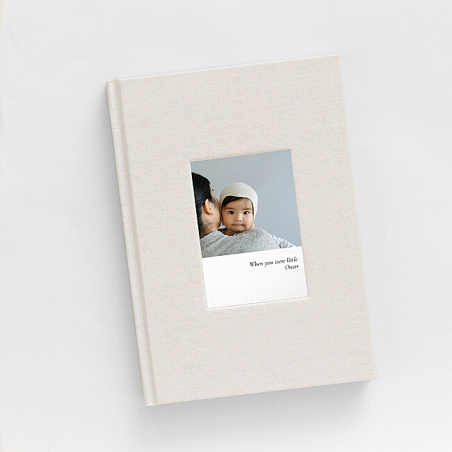 Carnet tissu beige avec photo Carnet tissu beige avec photo
