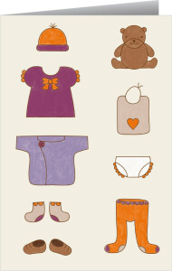 Faire-part de naissance Petits habits fille orange Faire-part de naissance Petits habits fille orange