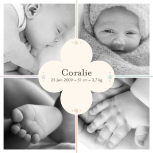 Faire-part de naissance Trèfle 4 pages beige Faire-part de naissance Trèfle 4 pages beige