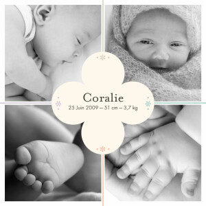 Faire-part de naissance Trèfle 4 pages beige Faire-part de naissance Trèfle 4 pages beige