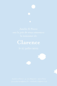 Faire-part de naissance Zen recto bleu Faire-part de naissance Zen recto bleu