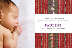 Faire-part de naissance Tissu bolivien rouge Faire-part de naissance Tissu bolivien rouge