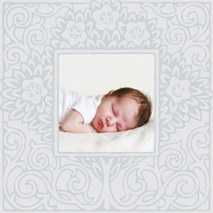 Faire-part de naissance Cadre floral garçon gris Faire-part de naissance Cadre floral garçon gris