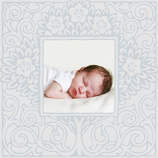 Faire-part de naissance Cadre floral garçon gris Faire-part de naissance Cadre floral garçon gris