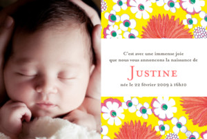 Faire-part de naissance Tissu floral 2 jaune Faire-part de naissance Tissu floral 2 jaune