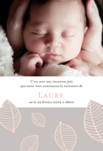 Faire-part de naissance Feuille gris Faire-part de naissance Feuille gris