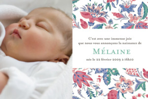 Faire-part de naissance Tissu floral rose 2 violet Faire-part de naissance Tissu floral rose 2 violet