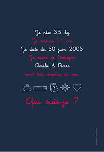 Faire-part de naissance Enigme bleu nuit Faire-part de naissance Enigme bleu nuit