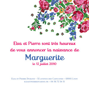 Faire-part de naissance Provence rose Faire-part de naissance Provence rose