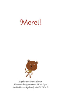 Carte de remerciement Petit nounours marron Carte de remerciement Petit nounours marron