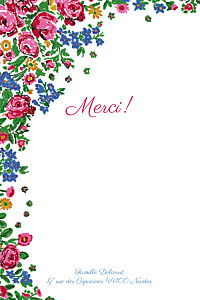 Carte de remerciement Merci provence rose bleu Carte de remerciement Merci provence rose bleu