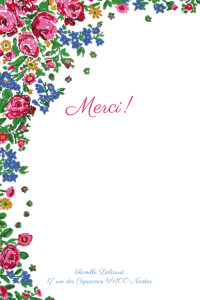 Carte de remerciement Merci provence rose bleu Carte de remerciement Merci provence rose bleu