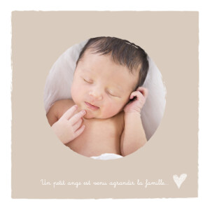 Faire-part de naissance Petits coeurs photo beige Faire-part de naissance Petits coeurs photo beige