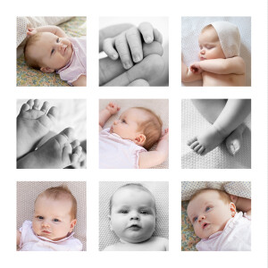 Faire-part de naissance Simple 9 photos blanc