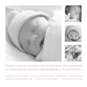 Faire-part de naissance Article photo blanc Faire-part de naissance Article photo blanc