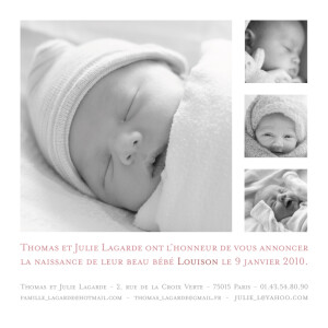 Faire-part de naissance Article photo blanc Faire-part de naissance Article photo blanc