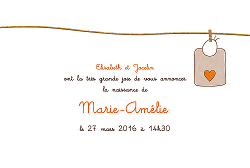 Faire-part de naissance Fil à linge photo fille Faire-part de naissance Fil à linge photo fille