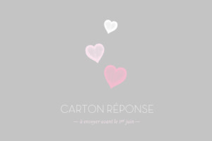 Carton réponse mariage Coeurs gris clair et rose Carton réponse mariage Coeurs gris clair et rose