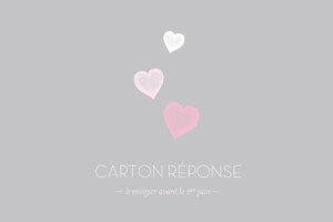 Carton réponse mariage Coeurs gris clair et rose Carton réponse mariage Coeurs gris clair et rose