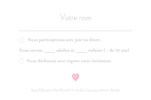 Carton réponse mariage Coeurs gris clair et rose - Page 2 Carton réponse mariage Coeurs gris clair et rose - Page 2