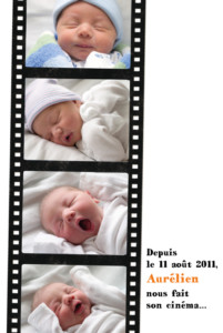 Faire-part de naissance Ciné action blanc Faire-part de naissance Ciné action blanc