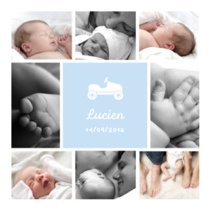 Faire-part de naissance Petite voiture 9 photos bleu ciel Faire-part de naissance Petite voiture 9 photos bleu ciel