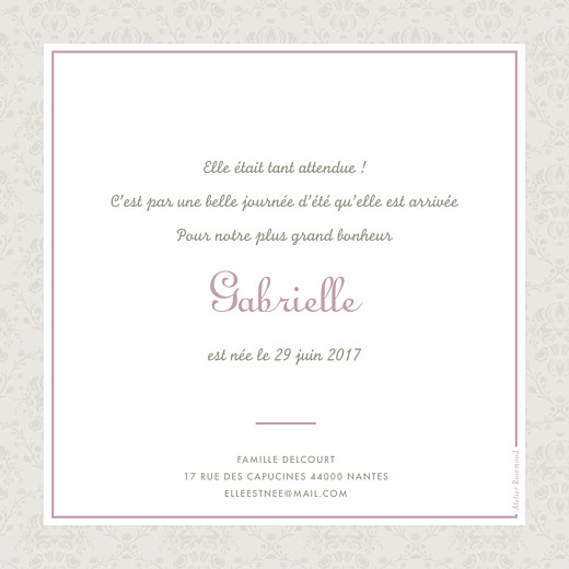 Faire-part de naissance Ambiance florale rv rose Faire-part de naissance Ambiance florale rv rose