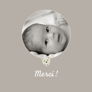 Carte de remerciement Petit ourson photo gris Carte de remerciement Petit ourson photo gris