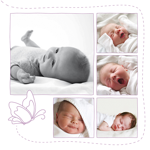 Faire-part de naissance Origami papillon violet Faire-part de naissance Origami papillon violet