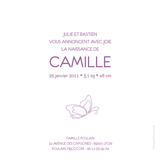 Faire-part de naissance Origami papillon violet - Page 2 Faire-part de naissance Origami papillon violet - Page 2