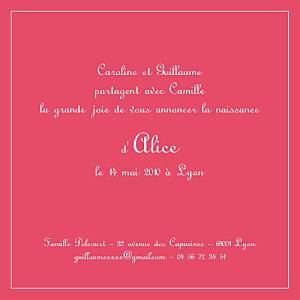 Faire-part de naissance Classique fille lisere rose Faire-part de naissance Classique fille lisere rose