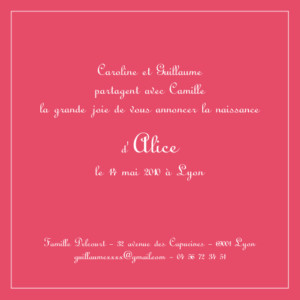 Faire-part de naissance Classique fille lisere rose Faire-part de naissance Classique fille lisere rose