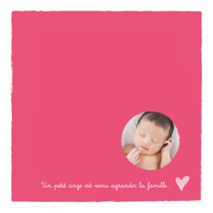 Faire-part de naissance Petite photo cœur rose Faire-part de naissance Petite photo cœur rose