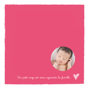 Faire-part de naissance Petite photo cœur rose Faire-part de naissance Petite photo cœur rose