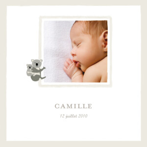 Faire-part de naissance Koala recto verso beige Faire-part de naissance Koala recto verso beige
