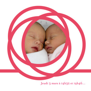 Faire-part de naissance Spirale 4 photos framboise Faire-part de naissance Spirale 4 photos framboise