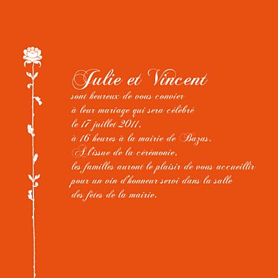 Faire-part de mariage Fleur de lotus orange finition Faire-part de mariage Fleur de lotus orange finition