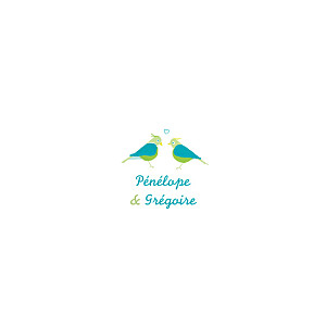 Faire-part de mariage Couple-oiseaux-bleu Faire-part de mariage Couple-oiseaux-bleu
