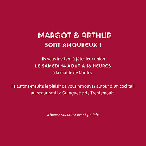 Faire-part de mariage Amour (4 pages) rouge - Page 3 Faire-part de mariage Amour (4 pages) rouge - Page 3