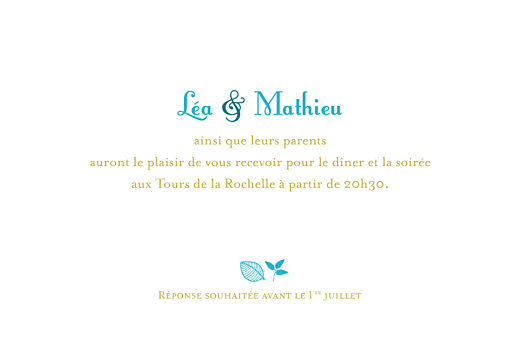 Carton d'invitation mariage Forêt bleu - Page 1 Carton d'invitation mariage Forêt bleu - Page 1