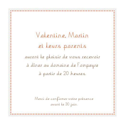 Carton d'invitation mariage Initiales orange - Page 1 Carton d'invitation mariage Initiales orange - Page 1