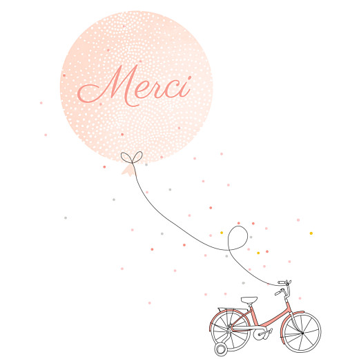 Carte de remerciement Merci à bicyclette photo corail Carte de remerciement Merci à bicyclette photo corail