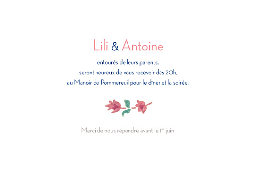 Carton d'invitation mariage Floral rose - Page 1 Carton d'invitation mariage Floral rose - Page 1