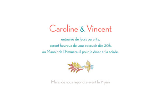 Carton d'invitation mariage Floral vert - Vue 2