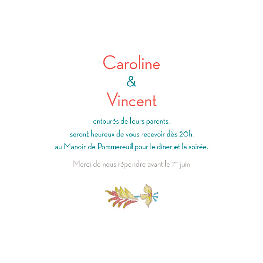 Carton d'invitation mariage Floral carré vert - Page 1 Carton d'invitation mariage Floral carré vert - Page 1