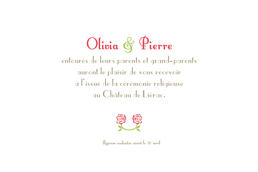 Carton d'invitation mariage Duo de roses rose - Page 1