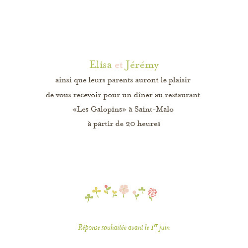 Carton d'invitation mariage Romance fleurs Carton d'invitation mariage Romance fleurs