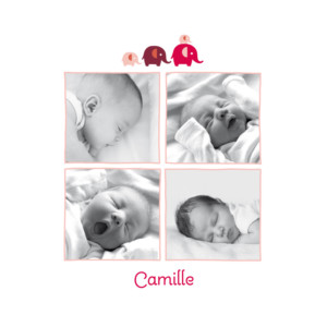 Faire-part de naissance 4-elephants-5-photos rose Faire-part de naissance 4-elephants-5-photos rose