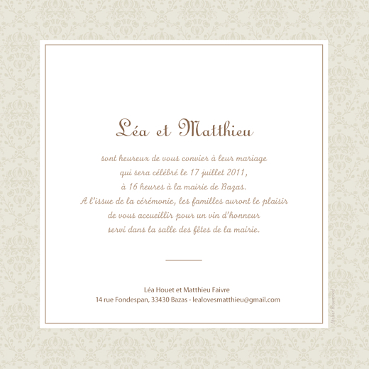 Faire-part de mariage Nous deux marron Faire-part de mariage Nous deux marron