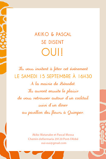 Faire-part de mariage Nymphéas orange Faire-part de mariage Nymphéas orange